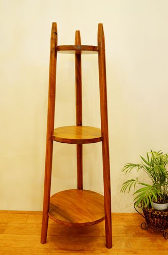 Amazon | アジアン家具 バリ家具 ♪ARラウンド3段ラック（ナチュラル